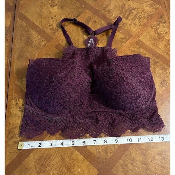 PINK Victoria's Secret Lace Bralette Women's Burgundy Floral Adjustable Size S - Picture 6 of 7